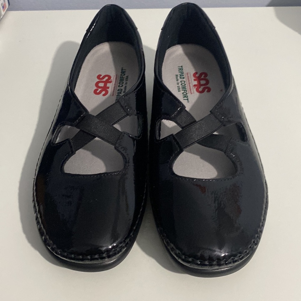 SAS Crissy black patent moccasin